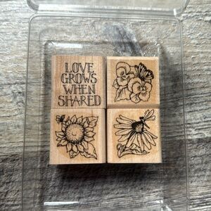 Stampin Up 1997 Set of 4 Mini Rubber Stamp Love Grows 1 1/2"